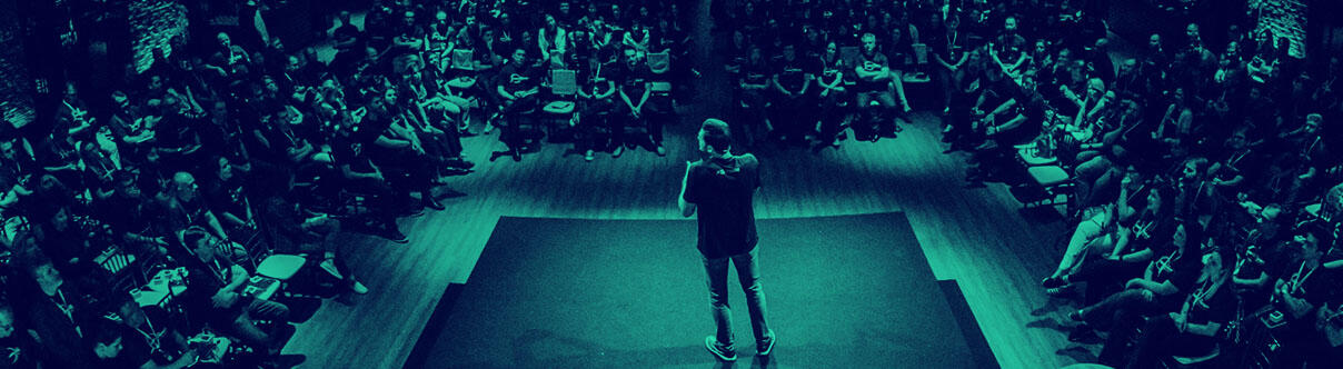 Lecture from above, speaker in the middle
